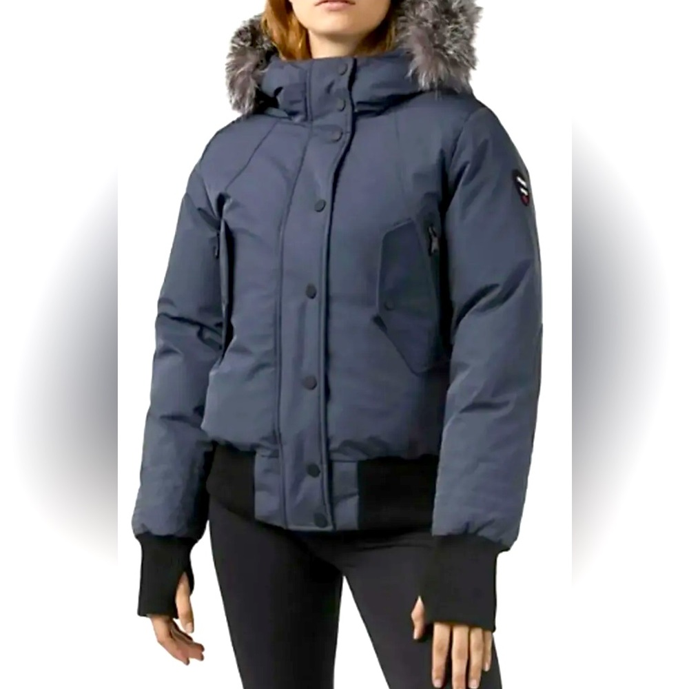 NWT Pajar Canada Womens Grey Cordova Duck Down Bomber Winter Jacket Coat Fur XL